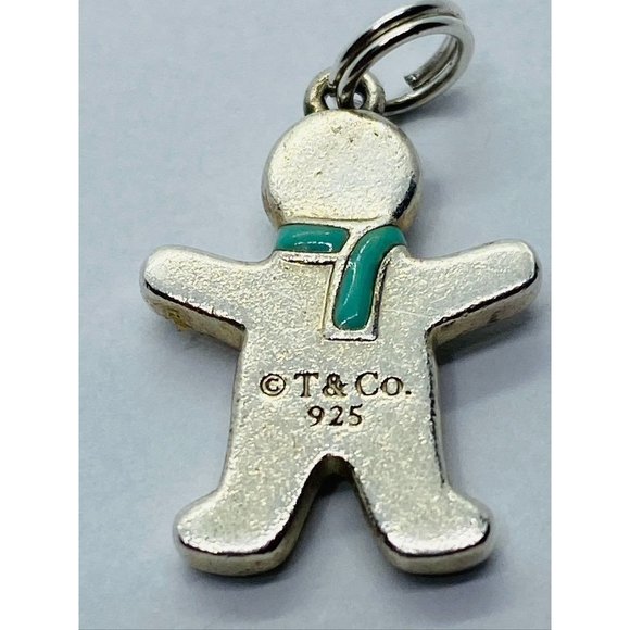 Tiffany&Co Gingerbread Man Pendant Charm Blue Enamel Sterling Silver Pouch - Picture 9 of 10